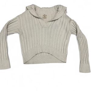 Hippie Rose Cream Ribbed Cropped Sweater – Size Large